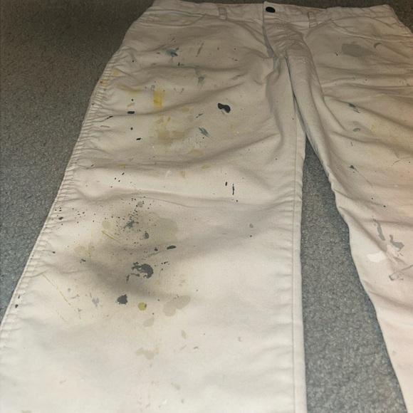 White Dickies Carpenter Painter Pants Distress Grunge Splatter 32x32 Men’s Baggy - Picture 2 of 15